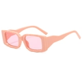 Fashionable rectangle sunglasses featuring pink thick frames and matching pink lenses - Pink Frame / Pink Lens