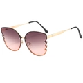 Fashion butterfly metal sunglasses with flame edge gradient pink lenses and gold frame - Gold Frame Gradient Tea Lens