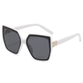 Chic white oversized cat-eye sunglasses with gradient lenses and rhinestone-encrusted temples - White Frame Dark Grey Lens