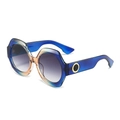 Lunettes de soleil rondes oversize à monture dégradée bleu et marron clair - Monture Bleu Dégradé Verres Gris