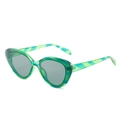 Fashionable cat eye sunglasses in emerald green textured frame with dark grey lenses - Green Stripe Frame Gray Lens