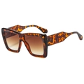 Occhiali da sole squadrati retro oversize con montatura leopardata e lenti marroni sfumate - Montatura Tartarugata Lente Tè