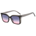 Lunettes de soleil carrées gris transparent avec verres dégradés violets et roses - Monture Gris Noir Verres Rose Gris
