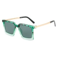 Quadratische Sonnenbrille mit grünem Leopardenmuster, Goldbügeln und dunklen Gläsern - Grüner Leopard Rahmen Graue Gläser