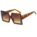 Modern oversized square tortoiseshell sunglasses with gradient brown lenses and gold details - Tortoiseshell Frame Tea Lens