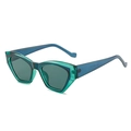 Two-tone cat-eye sunglasses in translucent green and deep blue with acetate frame - Cyan Blue Frame Grey Lens
