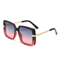Square fashion sunglasses with black and red gradient frame and gold textured metal arms - Black Red Gradient Frame Grey Red Gradient Lens