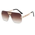 Chic rimless oversized sunglasses with gradient brown lenses and gold hollow temples - Gold Temples Tea Lens
