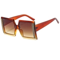 Modern oversized square sunglasses featuring amber gradient frames and gold wave accents - Brown Tea Frame Tea Lens