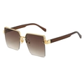 Square semi-rimless sunglasses with gold engraved frame and brown gradient lenses - Gold Frame Brown Legs Tea Lens