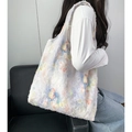 Bunte Tweed-Einkaufstasche mit abstrakten Blumenmustern und großem Fassungsvermögen - Tulpenmuster Weste Tasche