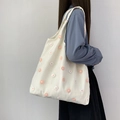 Borsa tote in tela con ricamo margherita arancione e pizzo floreale elegante - Ricamo a Fiori Arancioni (Organza)