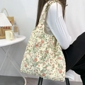 Sac fourre-tout en coton à motif floral vintage grand sac à épaule rétro pour femmes - Motif Rose (Avec Doublure)