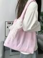 Sweet pink and white striped canvas tote bag with lace trim and bow knot detail - Pink Fine Stripe