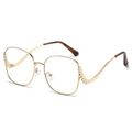 Oversized gold metal sunglasses with wavy rhinestone frames and tortoiseshell temples - Golden Frame (Optical Glasses)