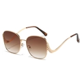Oversized gold metal butterfly sunglasses with brown gradient lenses and rhinestone temples - Gold Frame Tea Lens