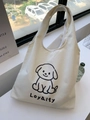 Minimalistische cremefarbene Segeltuch-Tasche mit süßem Hundemotiv und Aufdruck - Hunde-Druck (Loyalty)