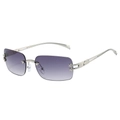 Gafas de sol Y2K sin montura con estrellas y lentes de degradado púrpura - Montura Plateada Lente Gris Degradado