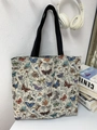 Monet-Stil Schmetterling-Muster Tapisserie-Tragetasche mit großer Kapazität und Tragegriffen - Beige Schmetterling Stil