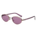 Lunettes de soleil ovales rétro avec verres violets et monture argentée texturée - Monture Argent Verres Mauves