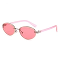 Lunettes de soleil ovales rétro avec verres roses et monture en métal doré texturé - Monture Argent Verres Roses