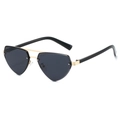Modische randlose Sonnenbrille mit dunkelgrauen Gläsern und goldenem Metallsteg - Goldrahmen Schwarzgrau