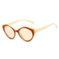 Retro cat eye sunglasses with cream and tortoiseshell color-block frame and brown lenses - Tea Frame Champagne Lens