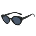 Gafas de sol retro cat eye con montura negra brillante y lentes gris oscuro de moda - Montura Negra Lentes Gris Negro