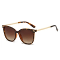 Retro square oversized sunglasses with tortoise frames and golden woven temples - Leopard Frame / Tea Lens