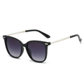 Black square oversized sunglasses with purple gradient lenses and silver braided temples - Black Frame Gradient Gray Lens
