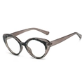 Retro cat eye sunglasses in taupe tortoiseshell pattern with transparent lenses - Grey Frame