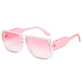 Retro oversized double-bridge sunglasses with pink gradient lenses and translucent frames - Transparent Frame Pink Lens