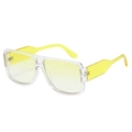 Retro double-bridge oversized sunglasses with transparent white frames and yellow lenses - Clear Frame Yellow Lens