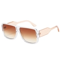 Retro double-bridge oversized sunglasses with gradient lenses and clear frames - Transparent Frame Brown Lens