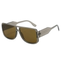 Retro oversized square sunglasses with double-bridge frame and brown lenses in a 45-degree view - Grey Frame Tea Lens