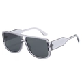 Retro double-bridge oversized sunglasses with transparent grey frames and dark lenses - Grey Frame / Black Grey Lens