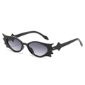Gafas de sol de hip hop con forma de murciélago negro y lentes de color degradado - Montura Negra Lente Gris Degradado