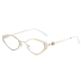 Retro geometric metal sunglasses with rose floral engraving and blue light blocking lenses - Silver Frame Clear Lens
