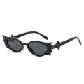 Gafas de sol góticas con forma de alas de murciélago y montura negra brillante de lujo - Montura Negra Lentes Gris Negro