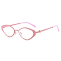 Pink geometric cat-eye sunglasses with golden rose hinge detail and clear lenses - Pink Frame Clear Lenses