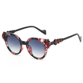 Modische Retro-Sonnenbrille mit quadratischem Marmormuster und blau verlaufenden Gläsern - Roter Leopardenrahmen Verlaufsgraue Gläser