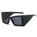 Oversized black geometric sunglasses with wide temples and avant-garde bold square frames - Black Frame Black Grey Lens