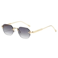 Fashion rimless octagonal sunglasses with grey gradient lenses and gold metal frames - Gold Frame Gradient Grey Lens