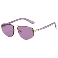 Gafas de sol poligonales sin montura con lentes moradas y doble puente metálico dorado - Marco Dorado Lente Púrpura