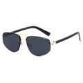 Gafas de sol poligonales sin montura con lentes negras y puente dorado de moda - Montura Dorada Negro Gris