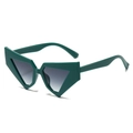 Occhiali da sole geometrici oversize con montatura verde scuro e lenti sfumate di tendenza - Montatura Verde Lenti Grigio Doppio