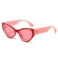 Retro cat eye sunglasses with pink and dark red color-block frames for outdoor sun protection - Red Frame Pink Lens