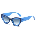 Occhiali da sole retrò cat-eye con montatura spessa blu reale e lenti sfumate - Montatura Nero Blu Lente Blu