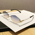 Lunettes de soleil géométriques sans monture, verres dégradés bleu-orange et doré - Bleu Jaune (BT154)