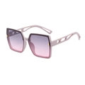 Chic oversized square sunglasses featuring lilac frames and purple gradient lenses - Purple Frame Grey Pink Lens